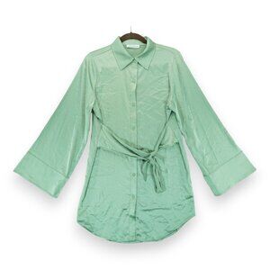 NWT 12TH TRIBE Button Down Tie‎ Front Women's Size Small Green